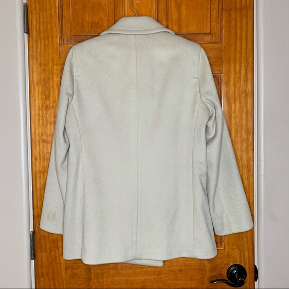 Anne Klein Beige 100% Wool Double Breasted Classic Pea Coat Women's Size 6 - Picture 11 of 12